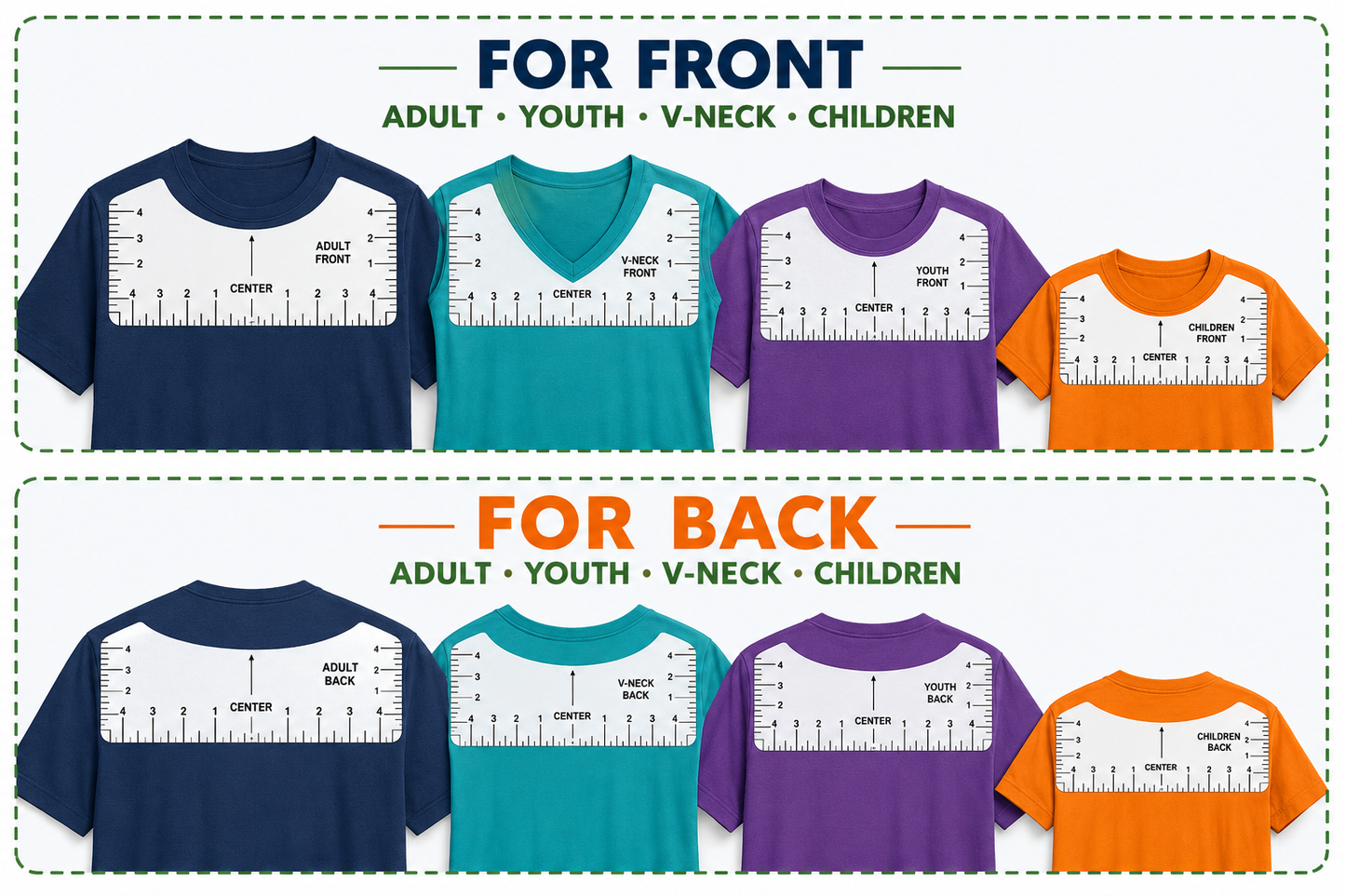 8pcs T-Shirt Ruler Guide Set for Accurate Design Placement