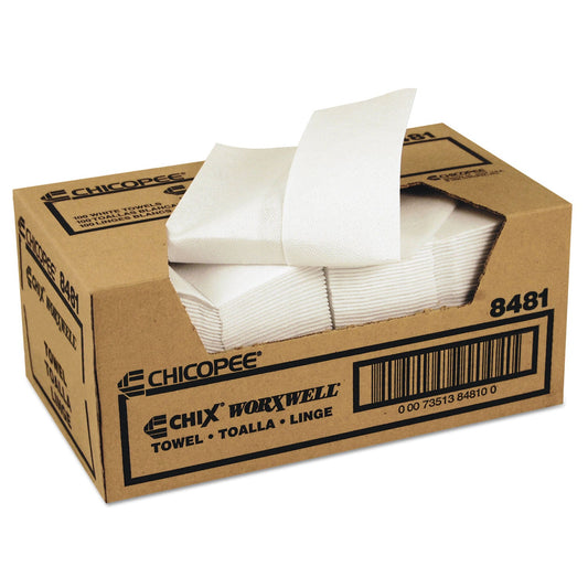 Chicopee Durawipe Shop Towels, 13 x 15, Z Fold, White, 100/Carton