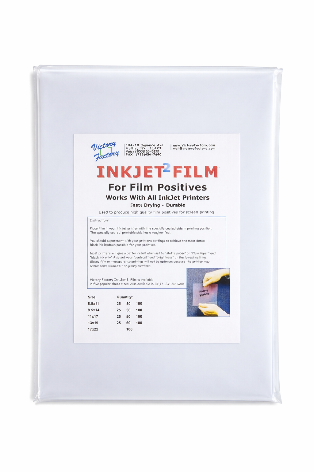 Victory Factory Inkjet Film Sheets