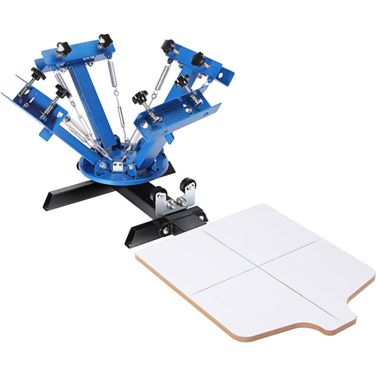 4 Color 1 Station Screen Printing Machine, 21.2x17.7in / 54x45cm Screen Printing Press 360° Rotable Silk, Double-Layer Positioning Pallet for T-Shirt DIY Printing